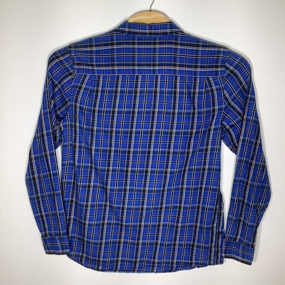 Prana Mens Long Sleeve Button Up Light Flannel Shirt Blue Plaid Size Large Tall - Picture 3 of 4